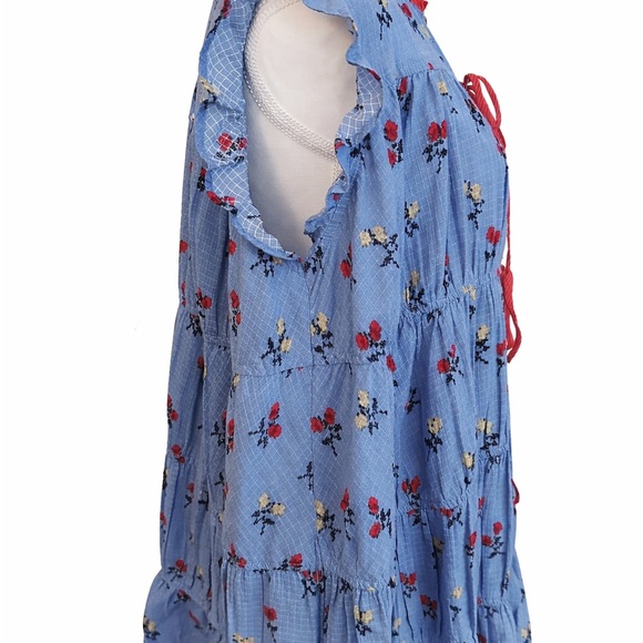 Free People Blue Dress with Red Floral Accents - Picture 5 of 14